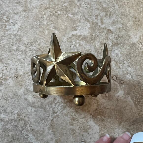 vintage brass star celestial piller candle holder retro home decor witchy boho - Picture 2 of 6